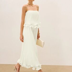 Commense Pleated Layered Ruffle Skirt Set